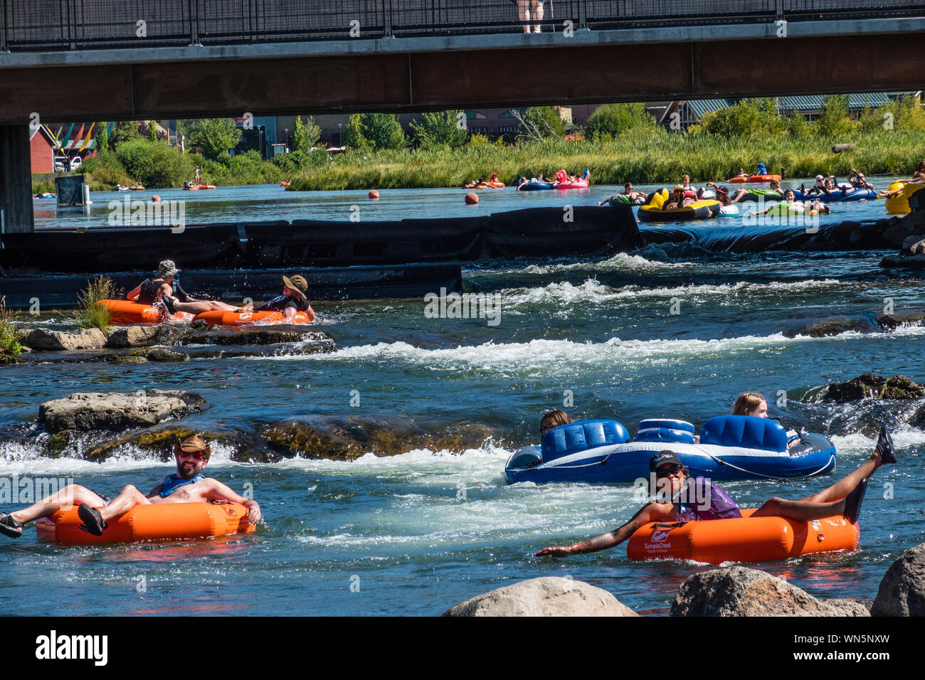 Tubing in the Deschutes River in Bend, Oregon Stock Photo Alamy