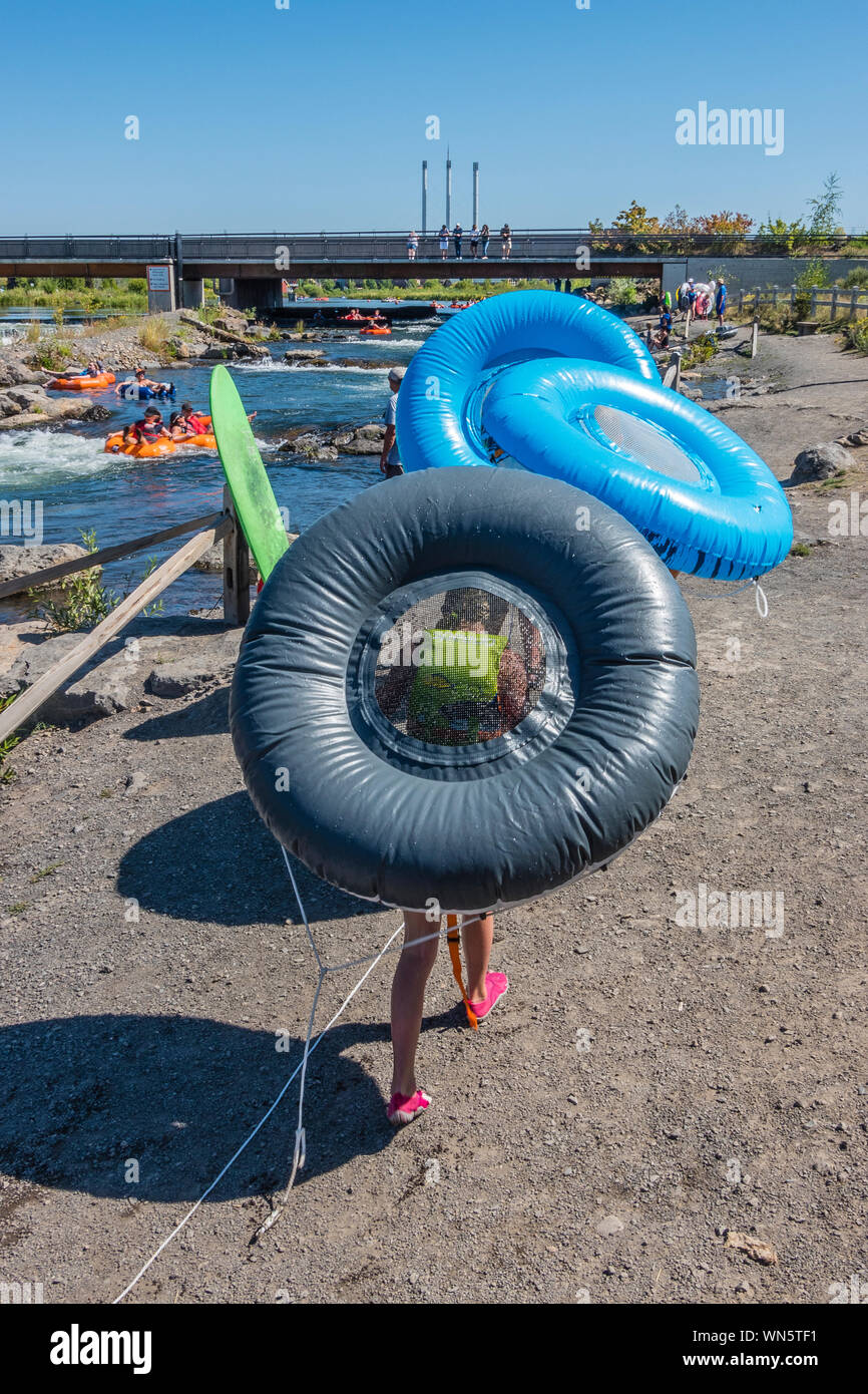 Tubing in the Deschutes River in Bend, Oregon Stock Photo Alamy