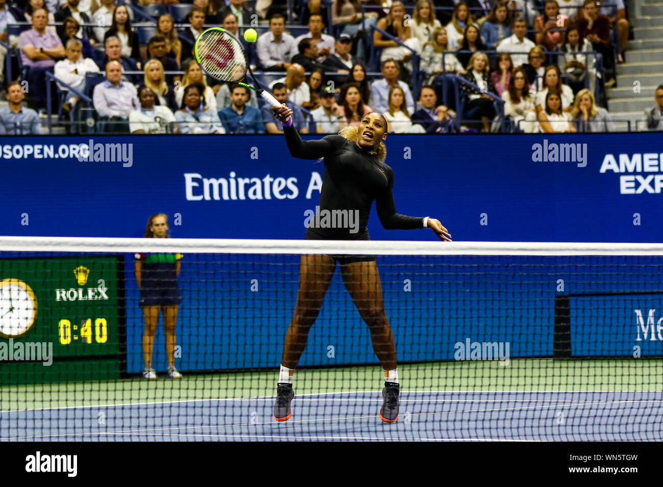 New York, USA. 05th Sep, 2019. Serena Williams of the United States during her match against Elina Svitolina of Ukraine at Arthur Ashe Stadium at the USTA Billie Jean King National Tennis Center on September 05, 2019 in New York City. Credit: Independent Photo Agency/Alamy Live News Stock Photo