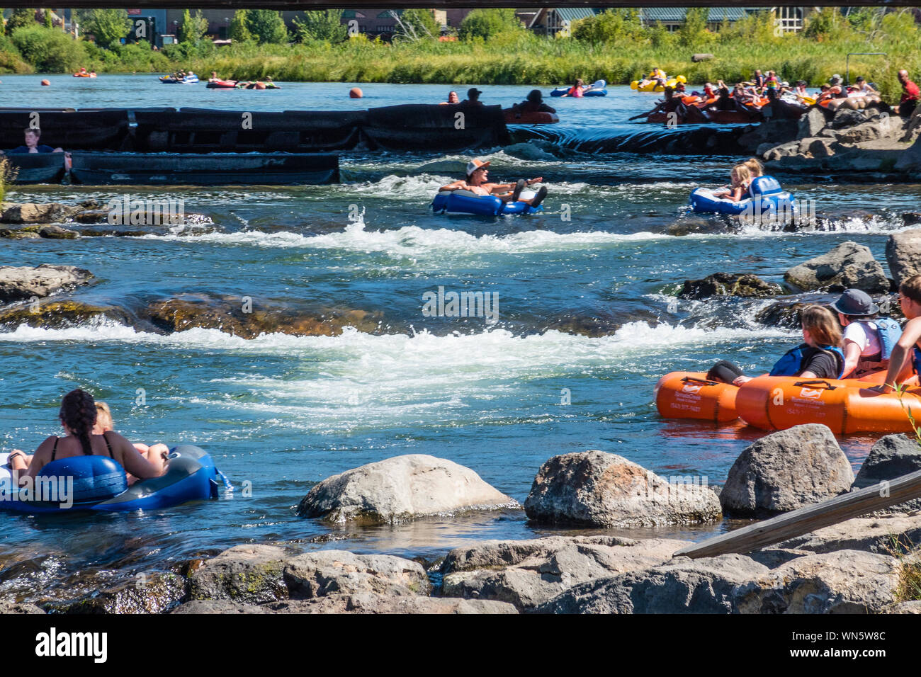 Tubing in the Deschutes River in Bend, Oregon Stock Photo Alamy