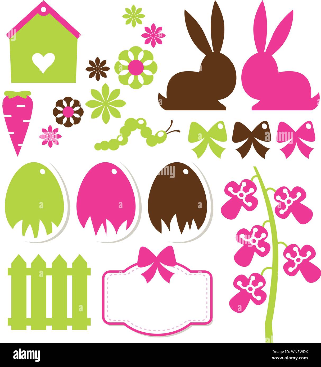Spring easter elements isolated on white Stock Vector Image & Art - Alamy