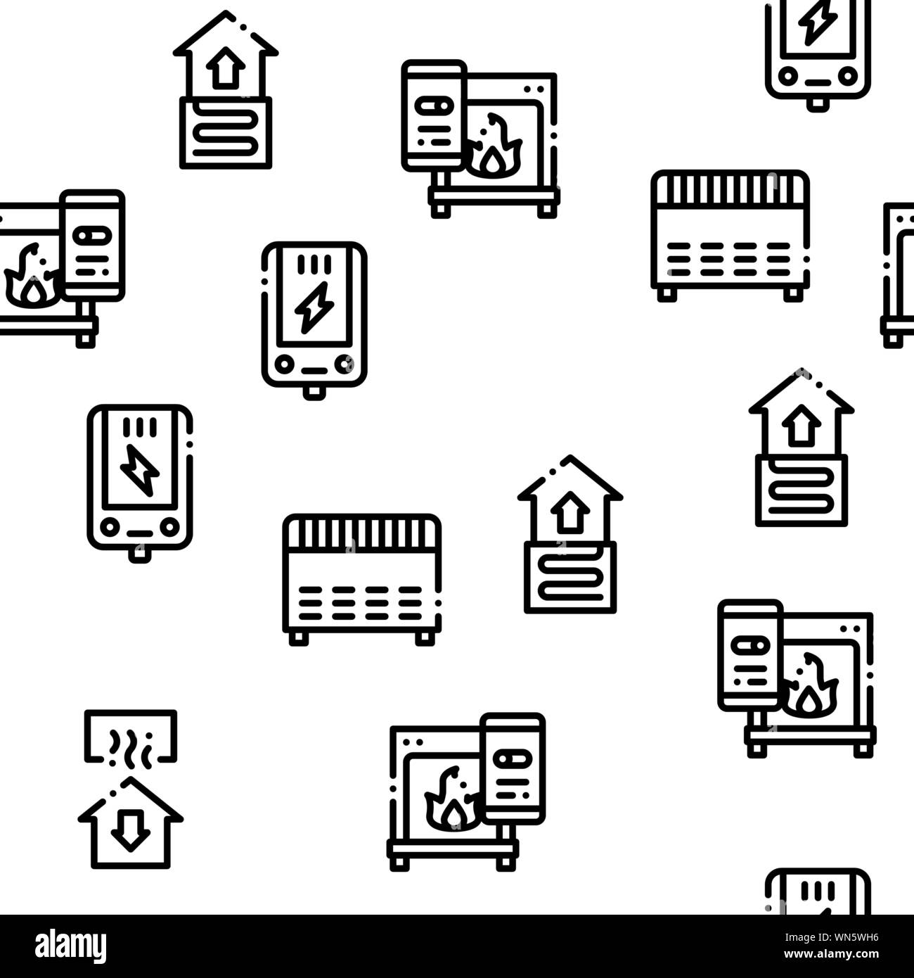 Heating And Cooling Seamless Pattern Vector Stock Vector