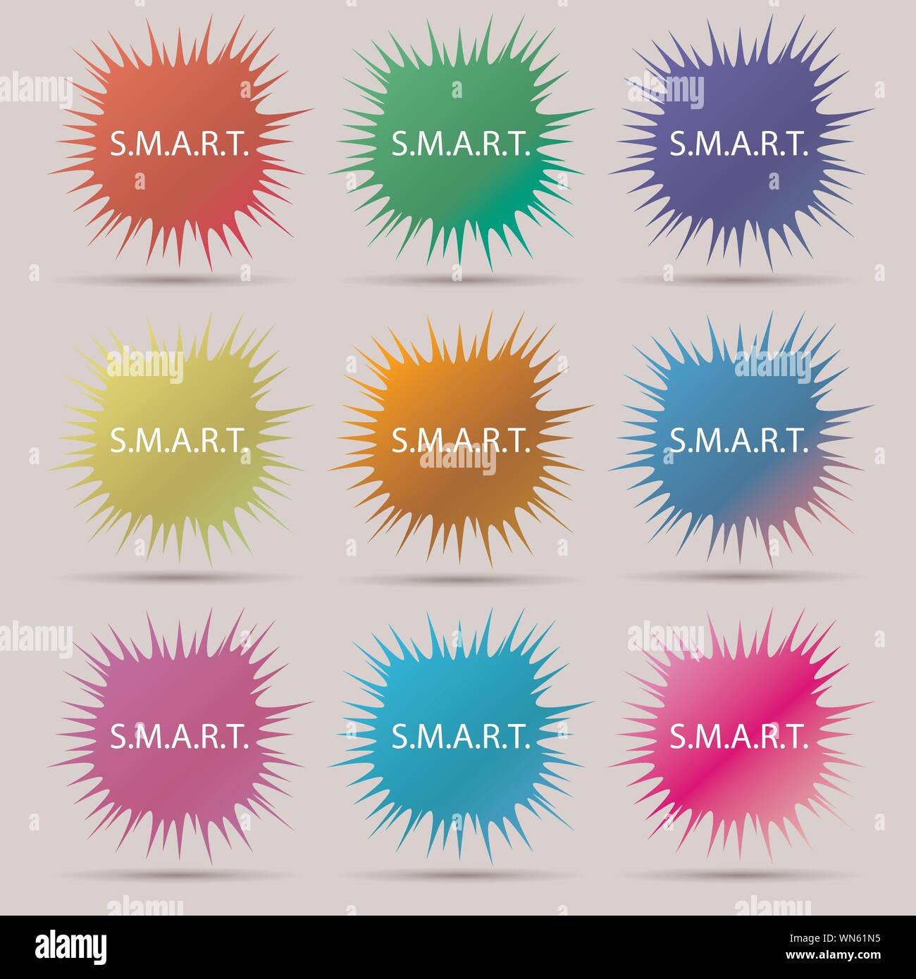 Smart sign icon. Press button. Nine original needle buttons. Vector ...