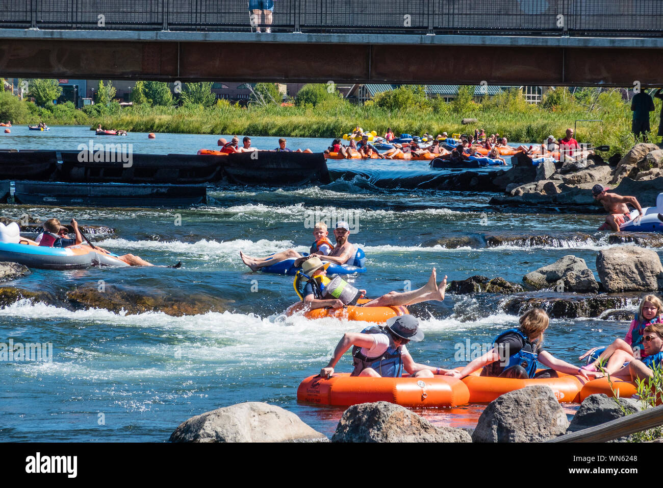 Tubing in the Deschutes River in Bend, Oregon Stock Photo Alamy