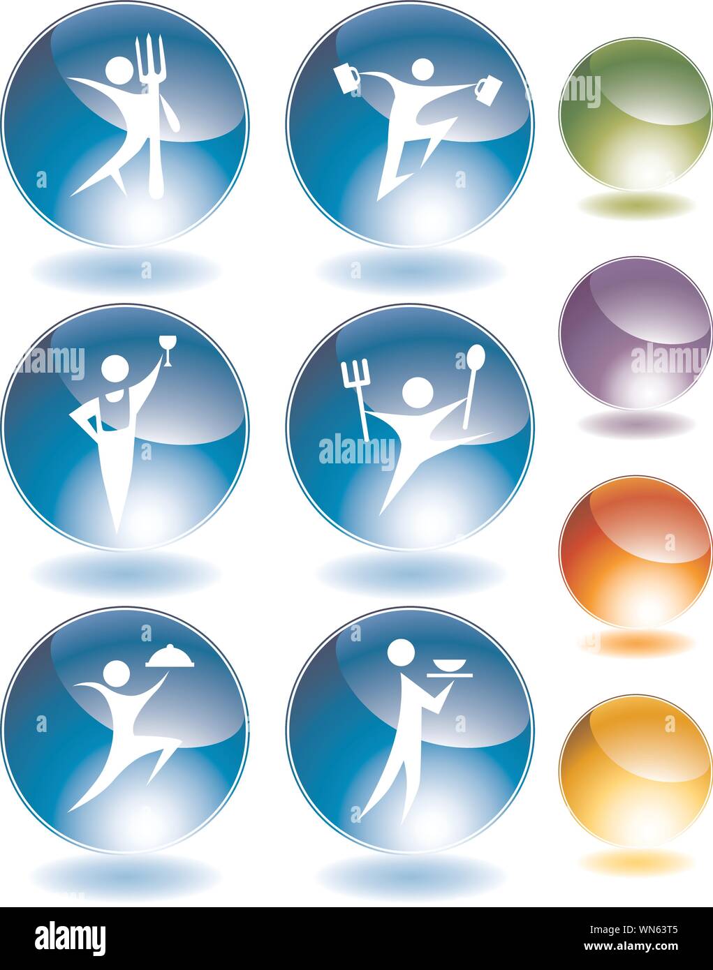 Eating  Crystal Icon Set Stock Vector