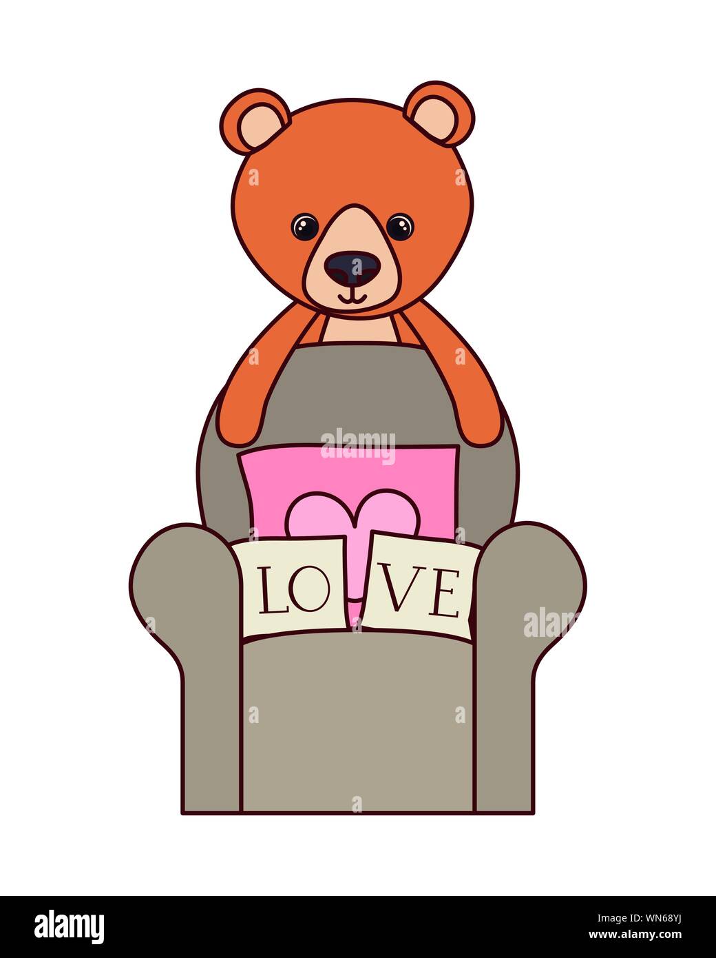 cute bear teddy stuffed with love pillows in the sofa Stock Vector ...