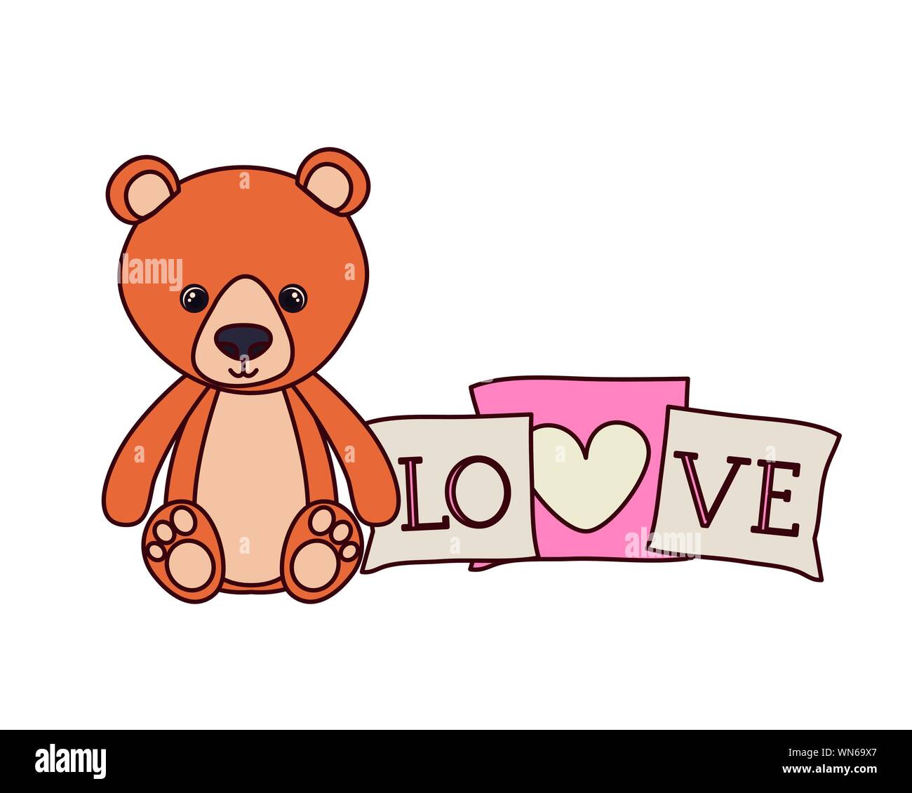cute bear teddy stuffed with love pillows Stock Vector Image &amp; Art - Alamy