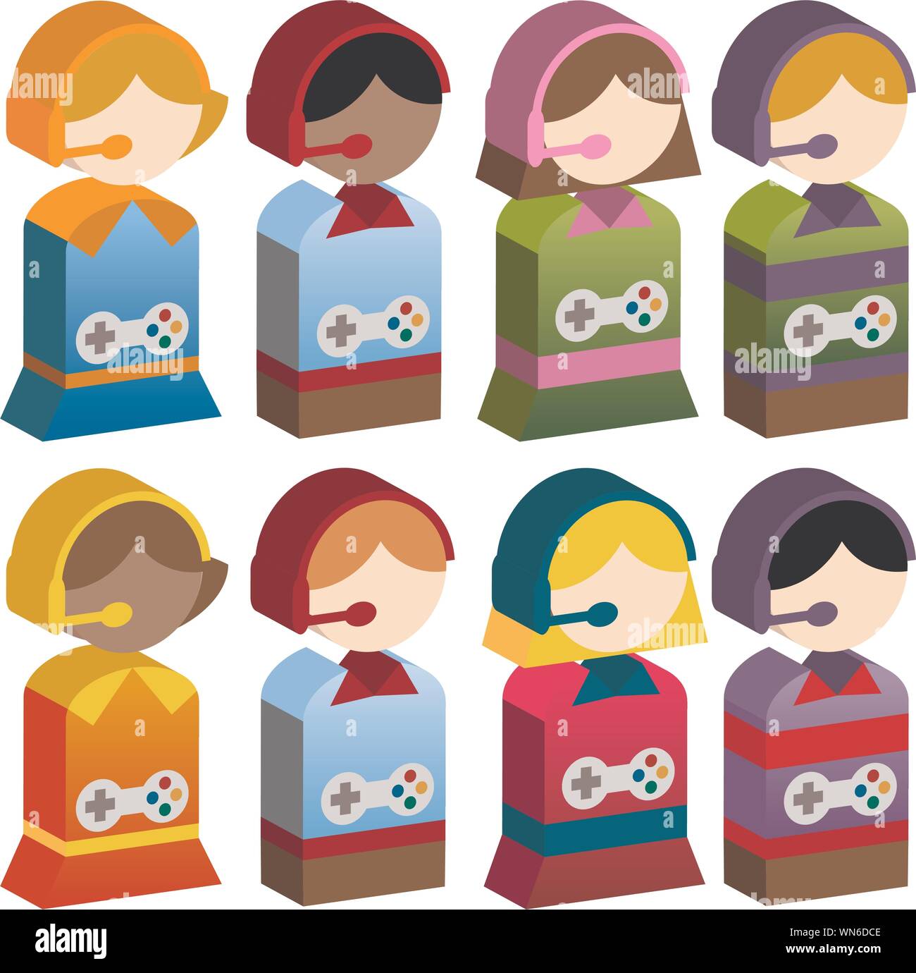Diverse children playing video games Stock Vector Images - Alamy
