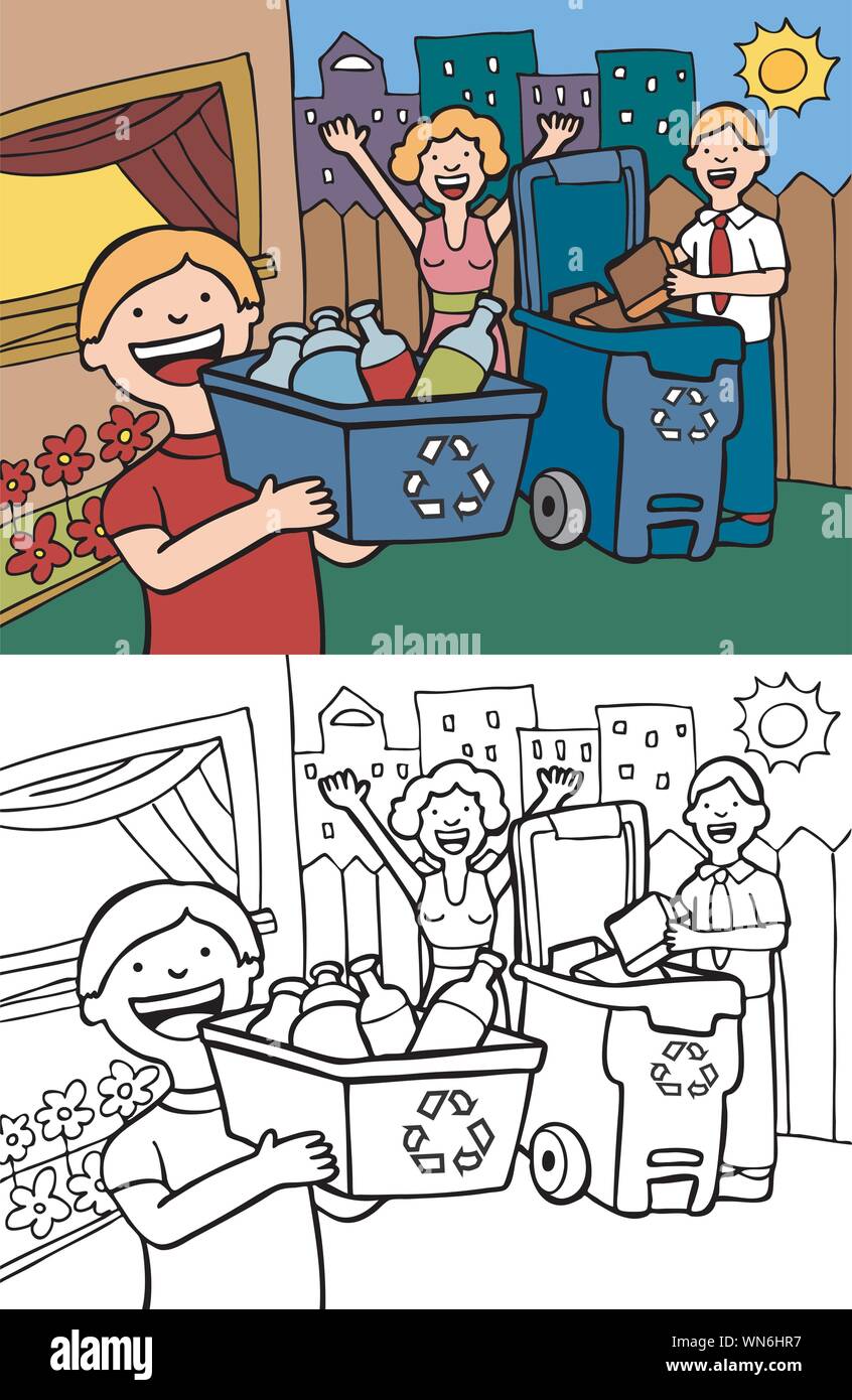 Family Recycling Stock Vector