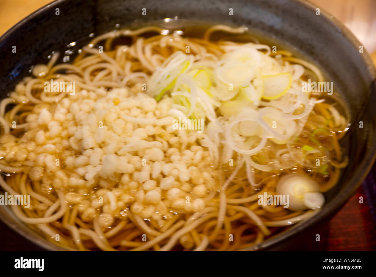 Japanese food Soybean fried top on ramen clear soup of local restaurant