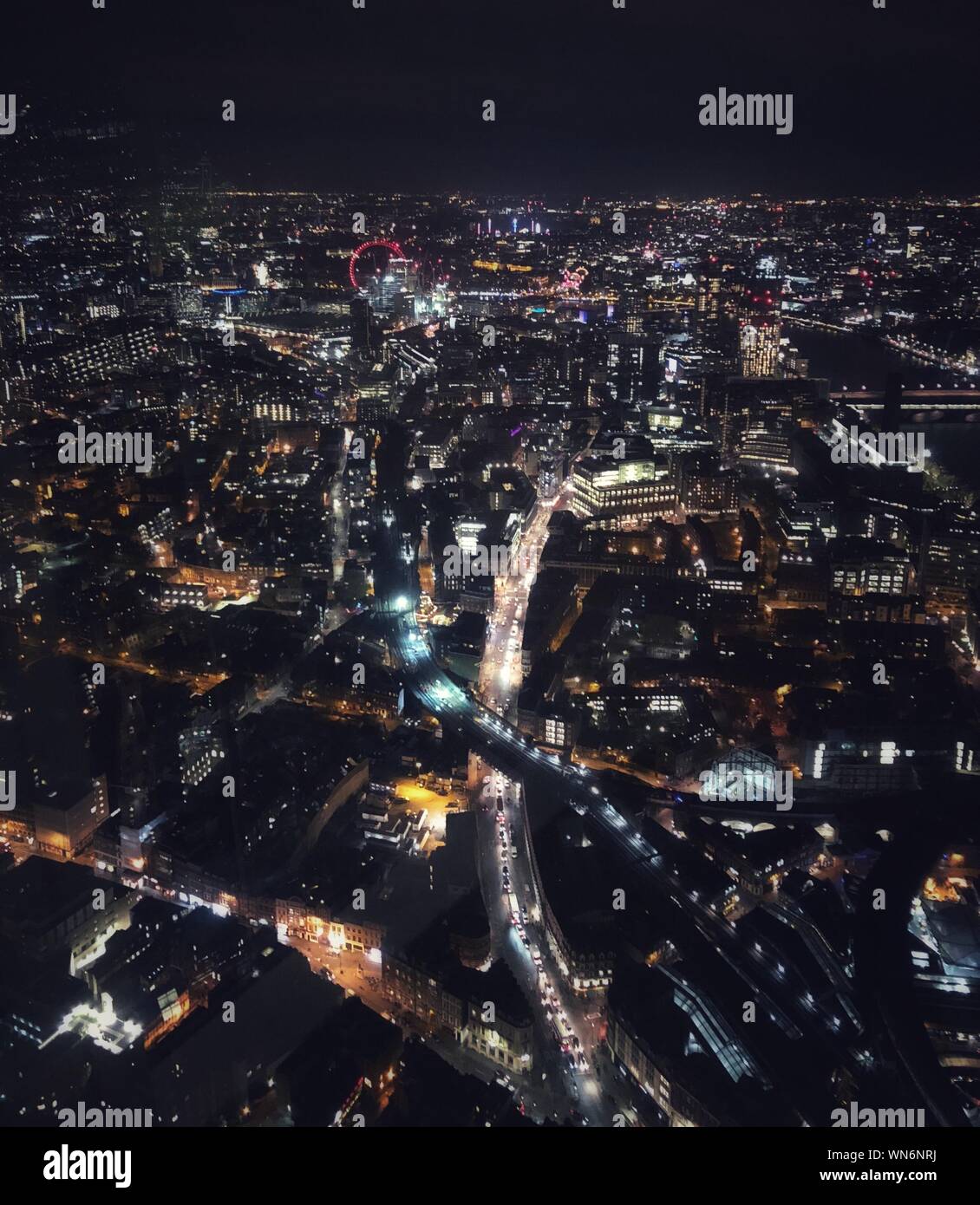Aerial View Of Illuminated City At Night Stock Photo - Alamy
