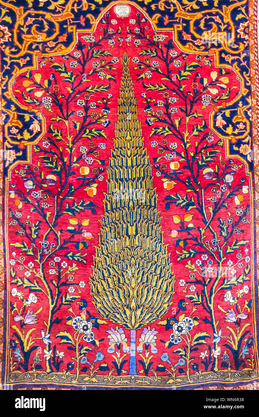 Traditional Persian carpet, Carpet Museum of Iran,Tehran, Iran Stock