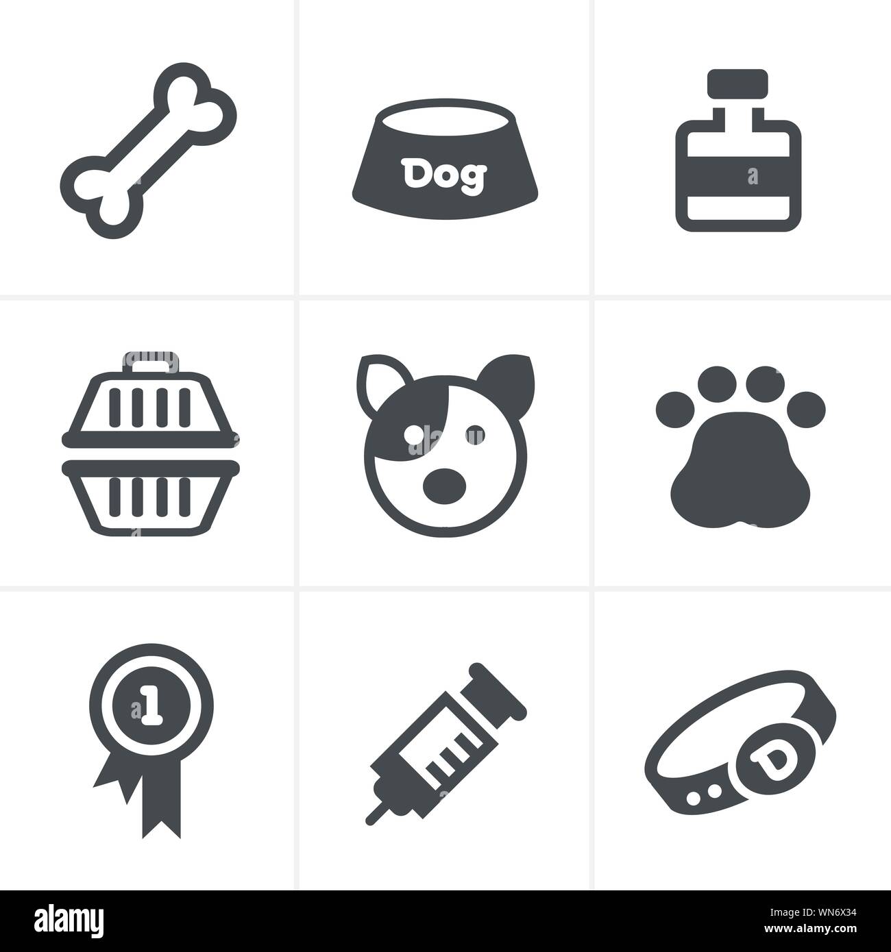 Dog Icons Set, Vector Design Stock Vector