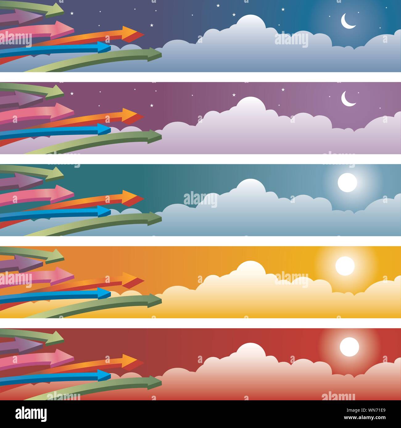 Arrow with Clouds Background Set Stock Vector Image & Art - Alamy
