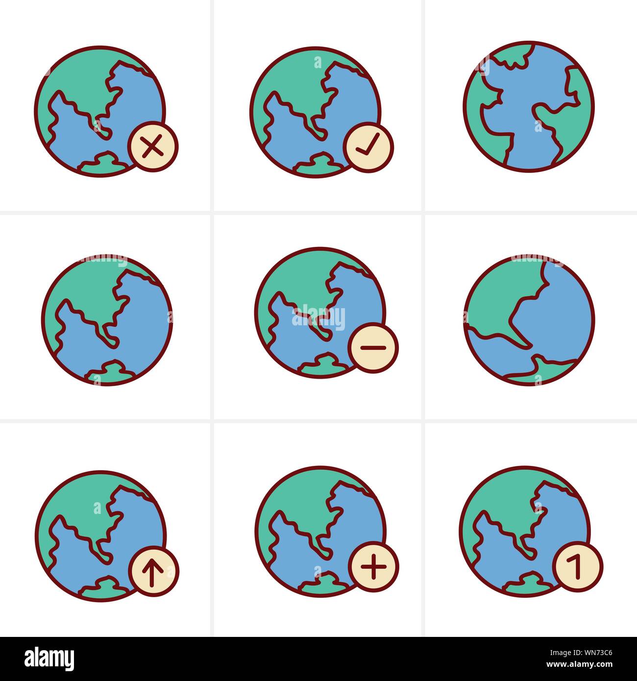 Icons Style Earth vector icons set Stock Vector Image & Art - Alamy