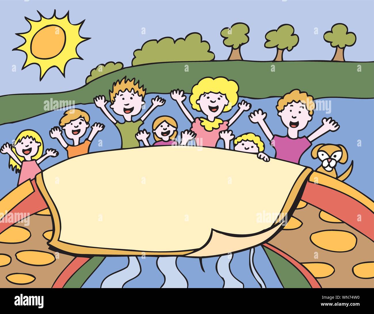 Kids with Banner Stock Vector