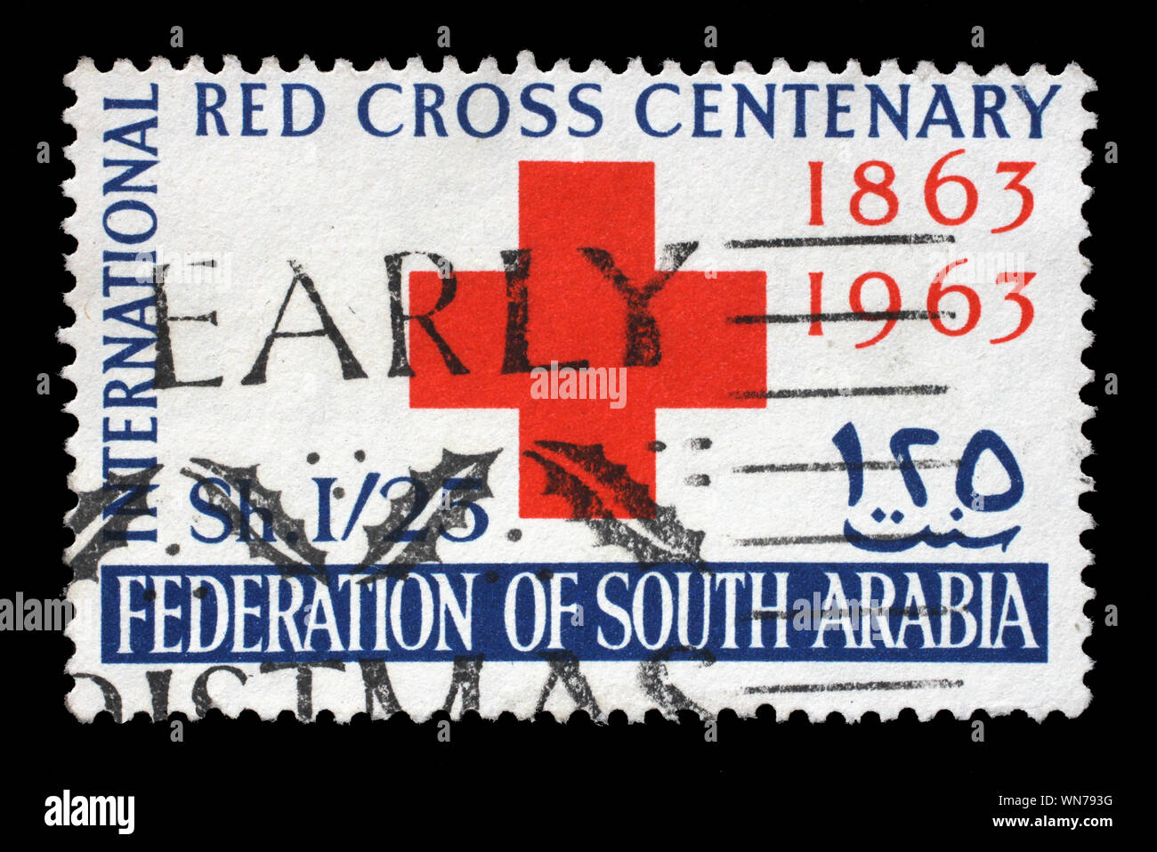 Stamp printed in Aden shows Centenary of the Red Cross series, circa 1963 Stock Photo