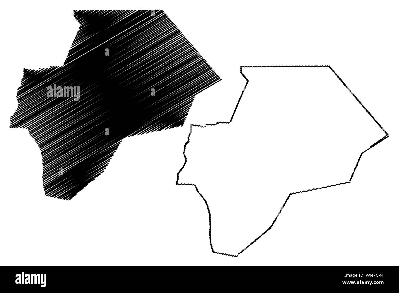 Maan Governorate (Hashemite Kingdom of Jordan) map vector illustration, scribble sketch Ma'an map Stock Vector