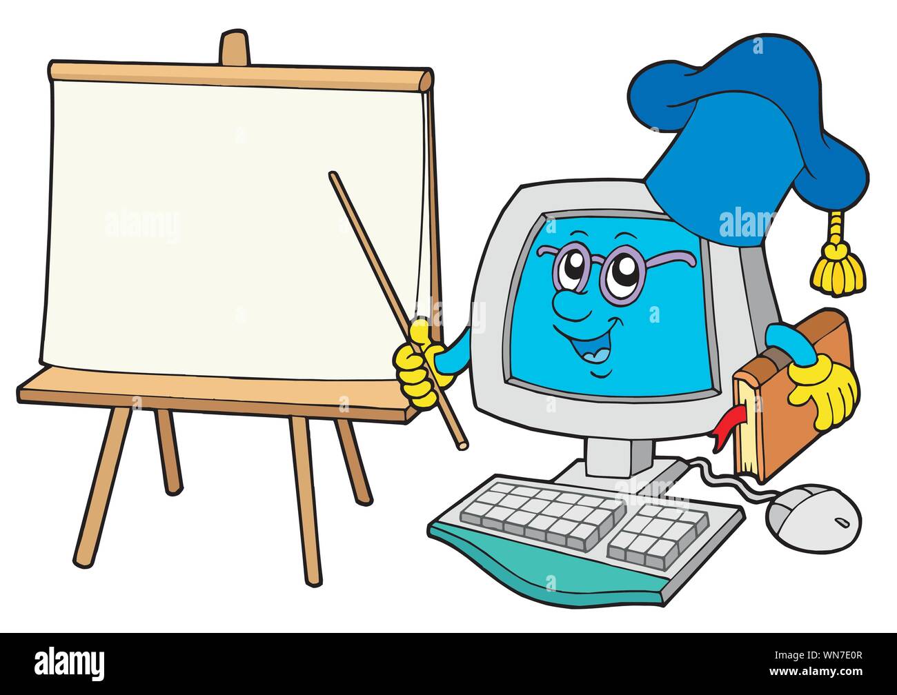 Computer teacher with table Stock Vector Image & Art - Alamy