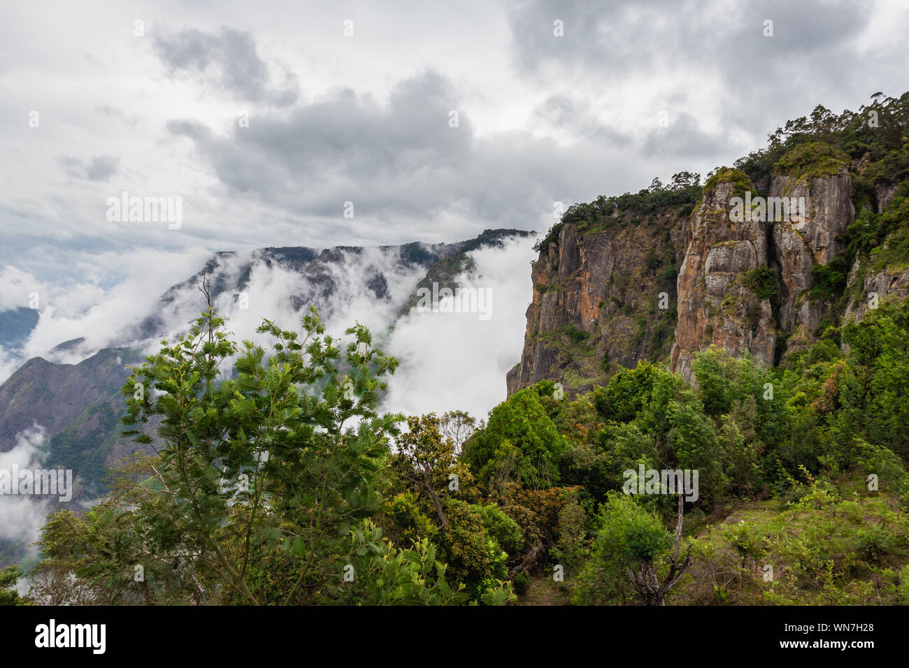 Pillar rocks with blue sky and clouds at kodaikanal tamilnadu india ...
