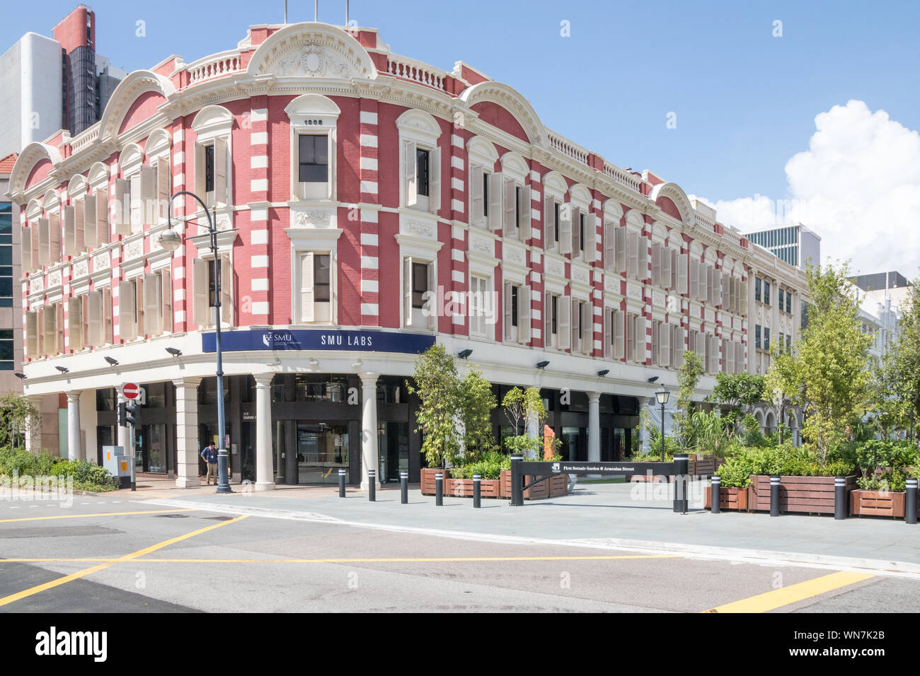 Singapore - July 8th 2019: Elegant old apartment building. Apartments are very expensive to rent Stock Photo