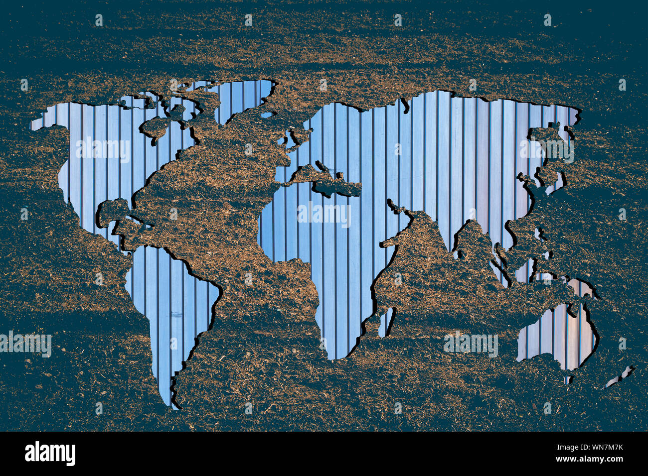 Roughly outlined world map with white background Stock Photo