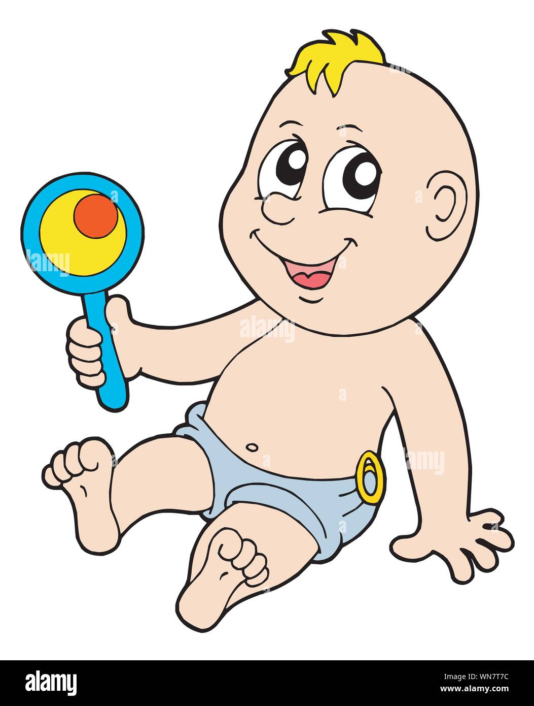 Baby with rattle vector illustration Stock Vector Image & Art - Alamy