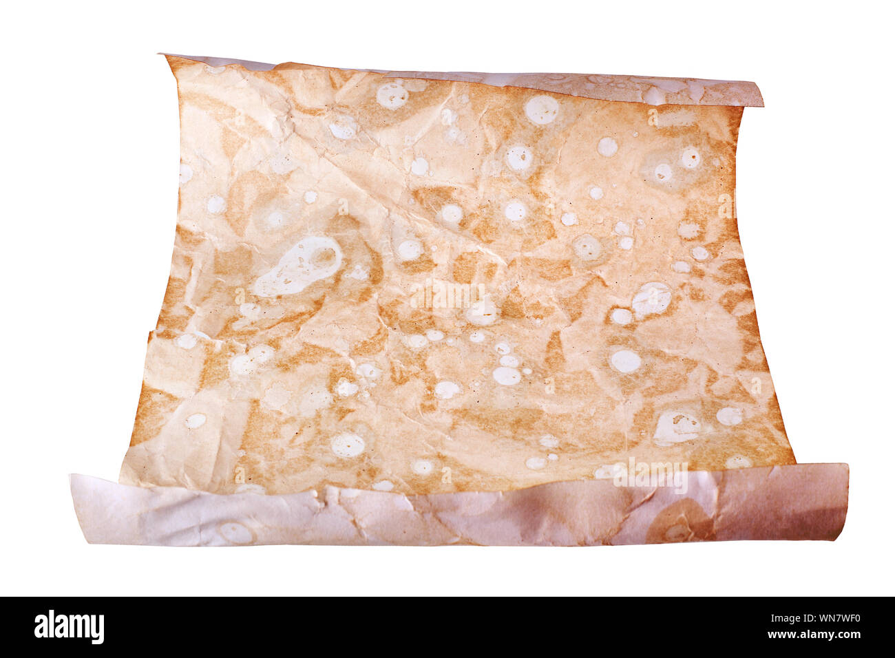 Old Brown Paper Roll On White Background Isolated Close Up Scroll Antique Document Design Ancient Letter Frame Template Empty Aged Sheet Of Paper Stock Photo Alamy