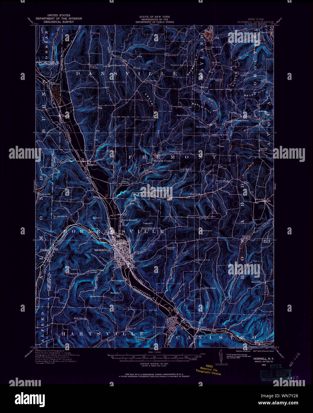 New York NY Hornell 129775 1915 62500 Inverted Restoration Stock Photo