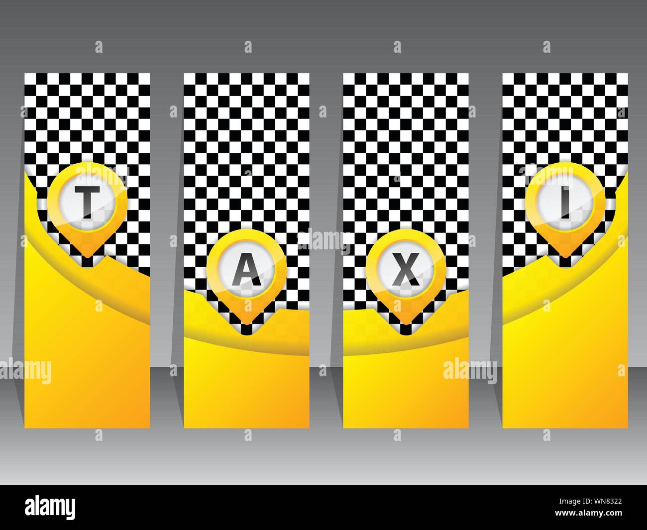 Yellow taxi labels with pointers Stock Vector