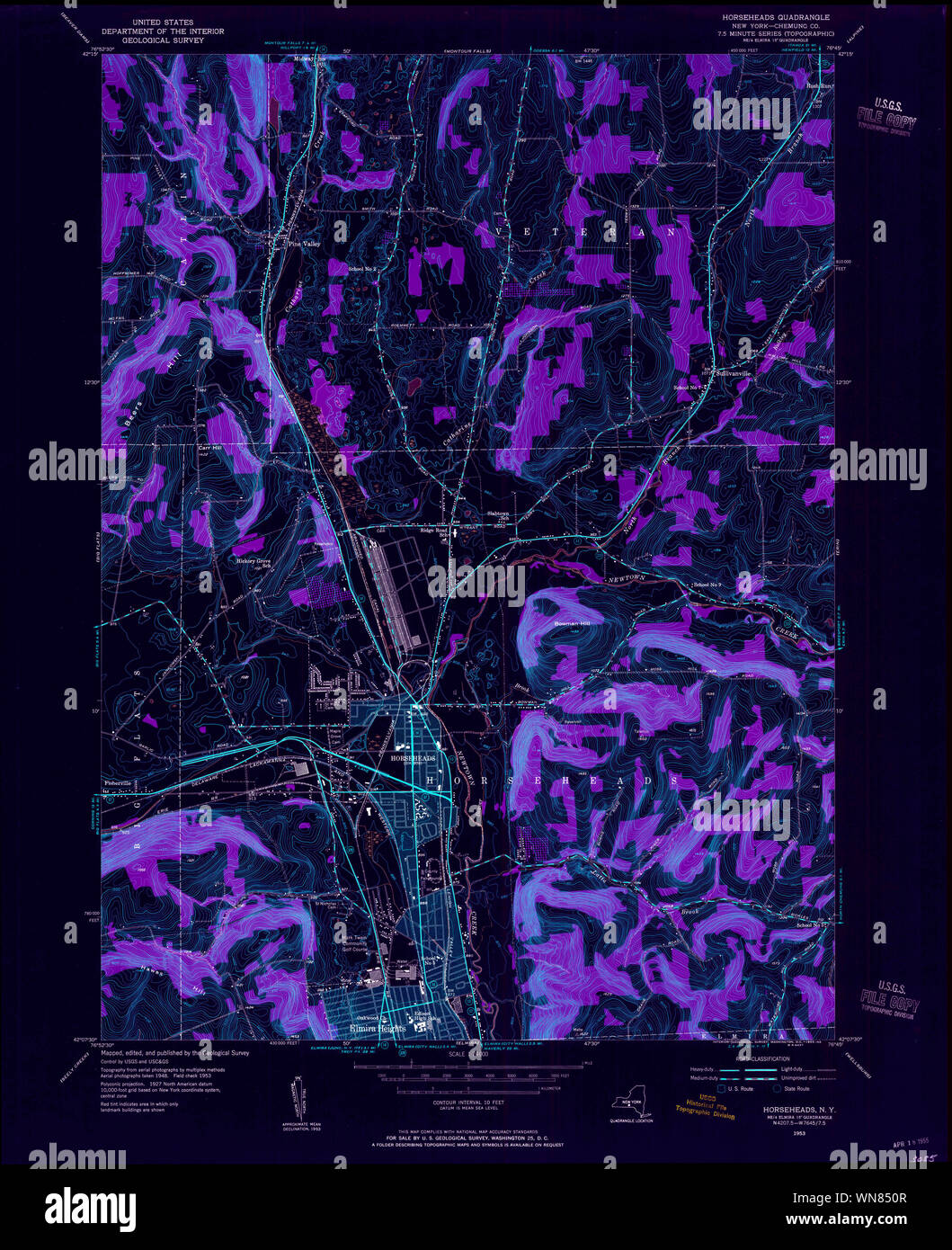 New York NY Horseheads 129784 1953 24000 Inverted Restoration Stock