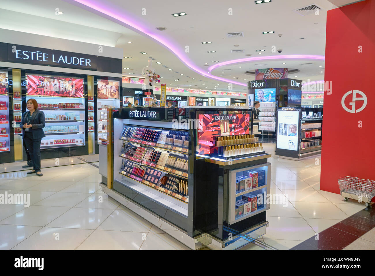 DUBAI, UAE CIRCA JANUARY, 2019 Estee Lauder makeup products on