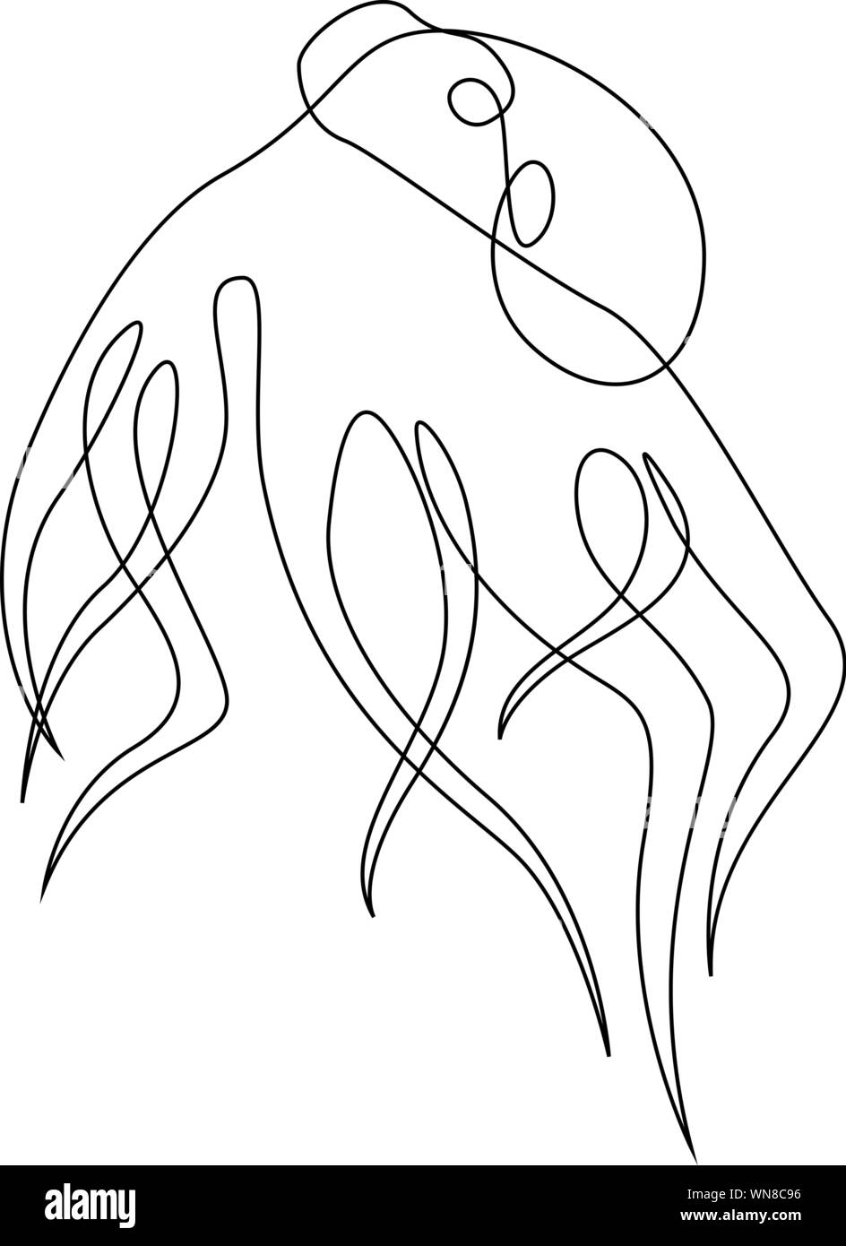 Octopus illustration drawn by one line. Minimalist style vector illustration Stock Vector