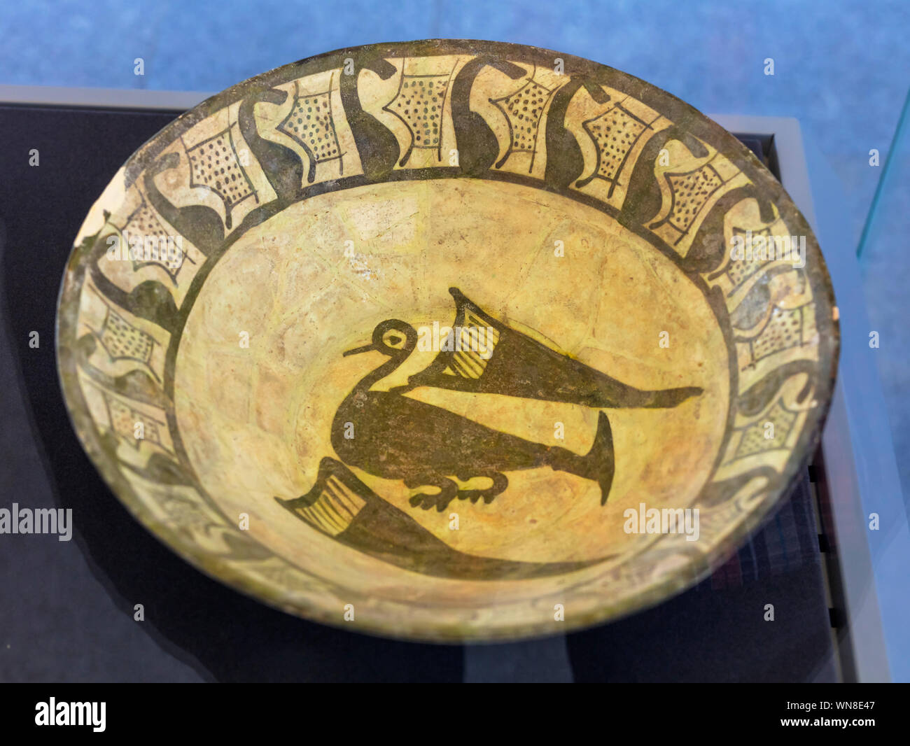 Ancient ceramic dish, Great Museum of Khorasan, Mashhad, Khorasan Razavi Province, Iran Stock Photo