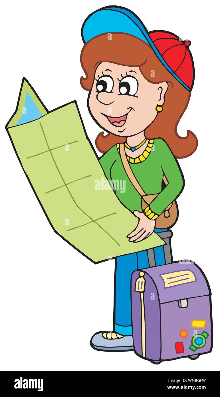 Cartoon Girl Traveller Stock Vector Image And Art Alamy