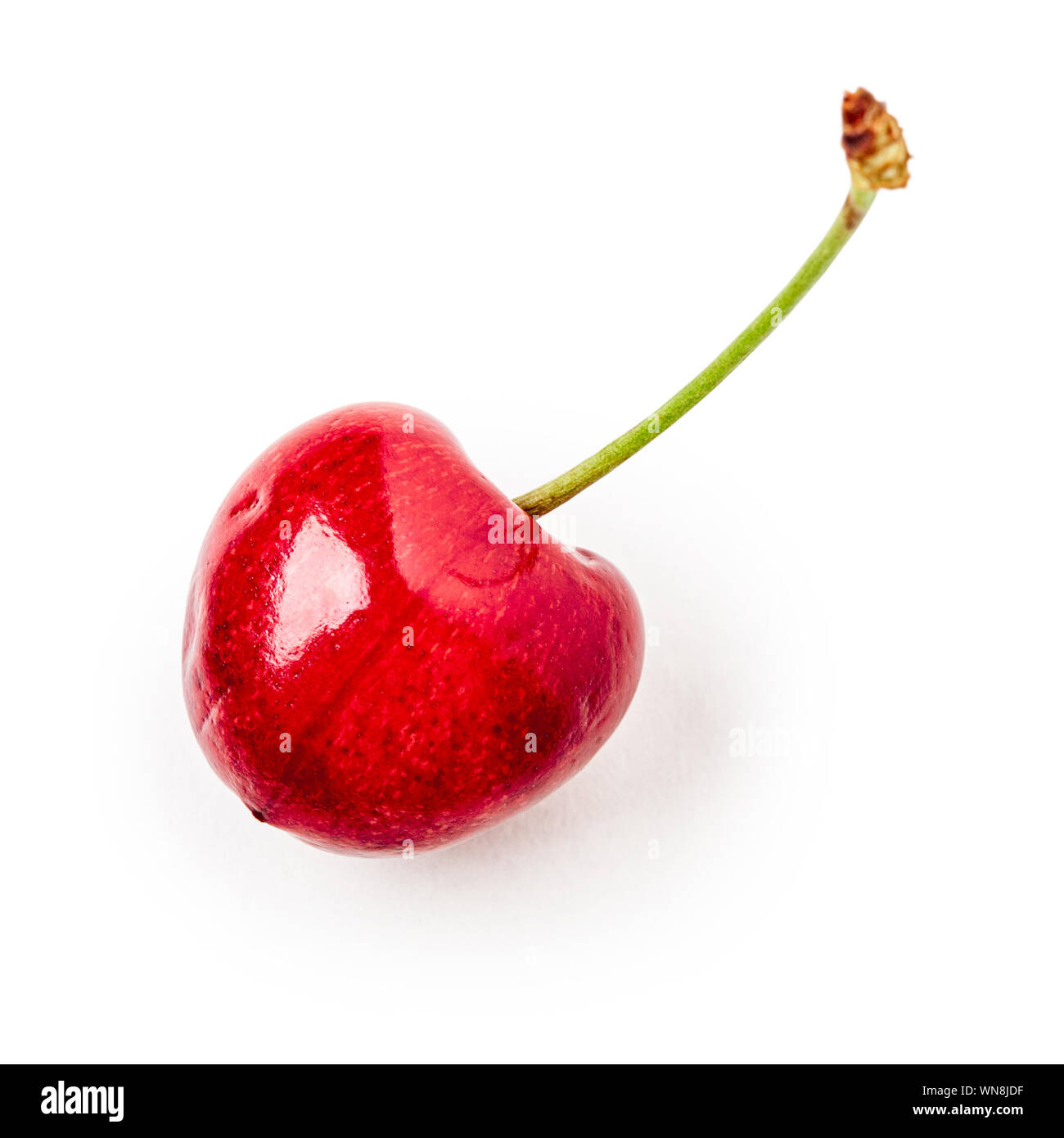 Red cherry fruit isolated on white background with clipping path. Healthy eating and dieting concept. Summer fruits and berries. Single object, top vi Stock Photo