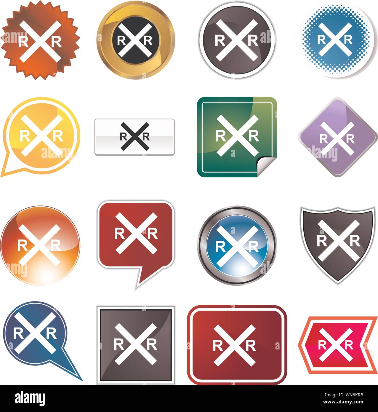Railroad Crossing Icon Set Stock Vector Image & Art - Alamy