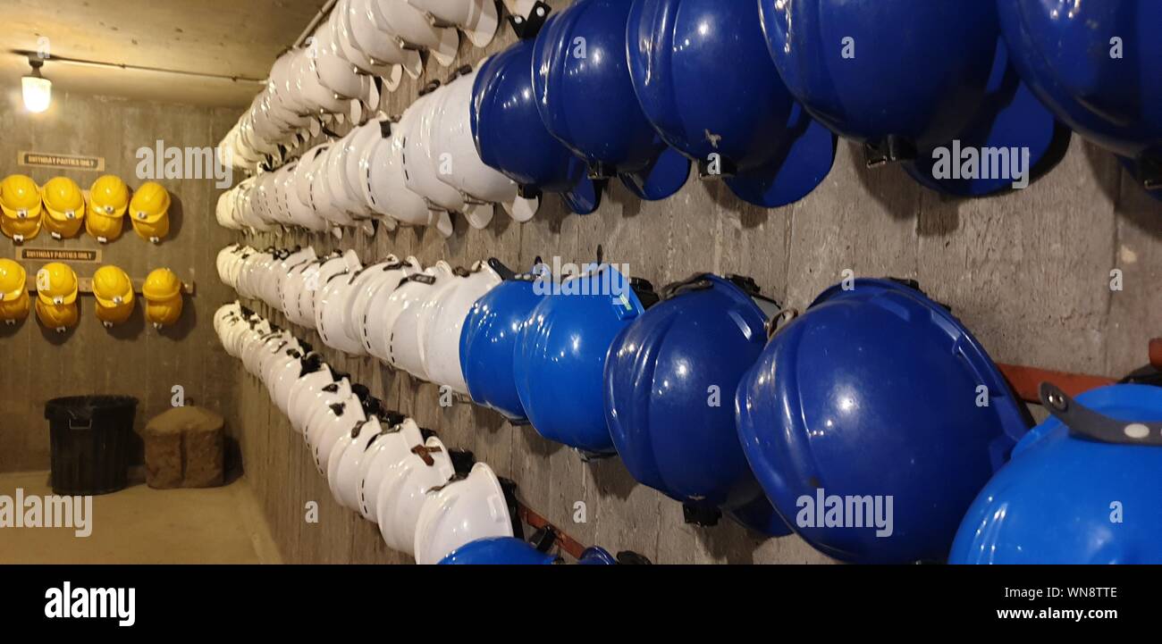 Safety equipment hard hats Stock Photo Alamy