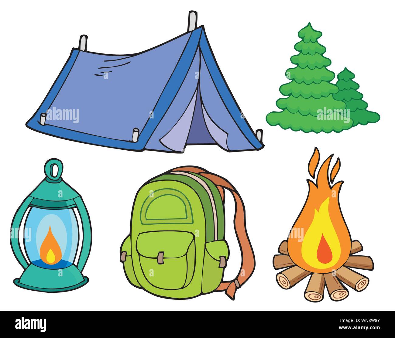 Collection of camping images Stock Vector