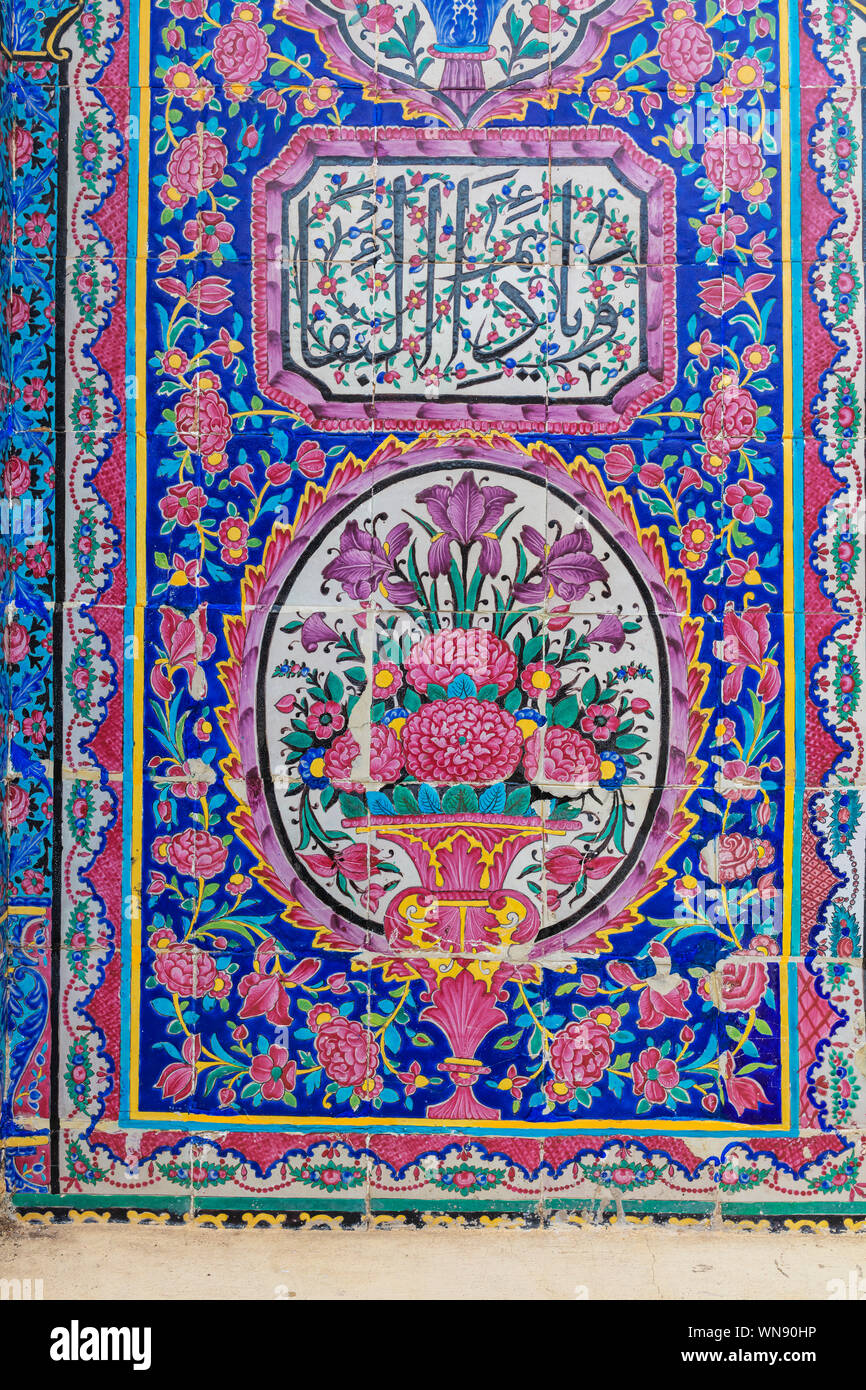 Pink Moaque Nasir al-Mulk Mosque, Pink Mosque, 1888, Shiraz, Fars Province, Iran ...