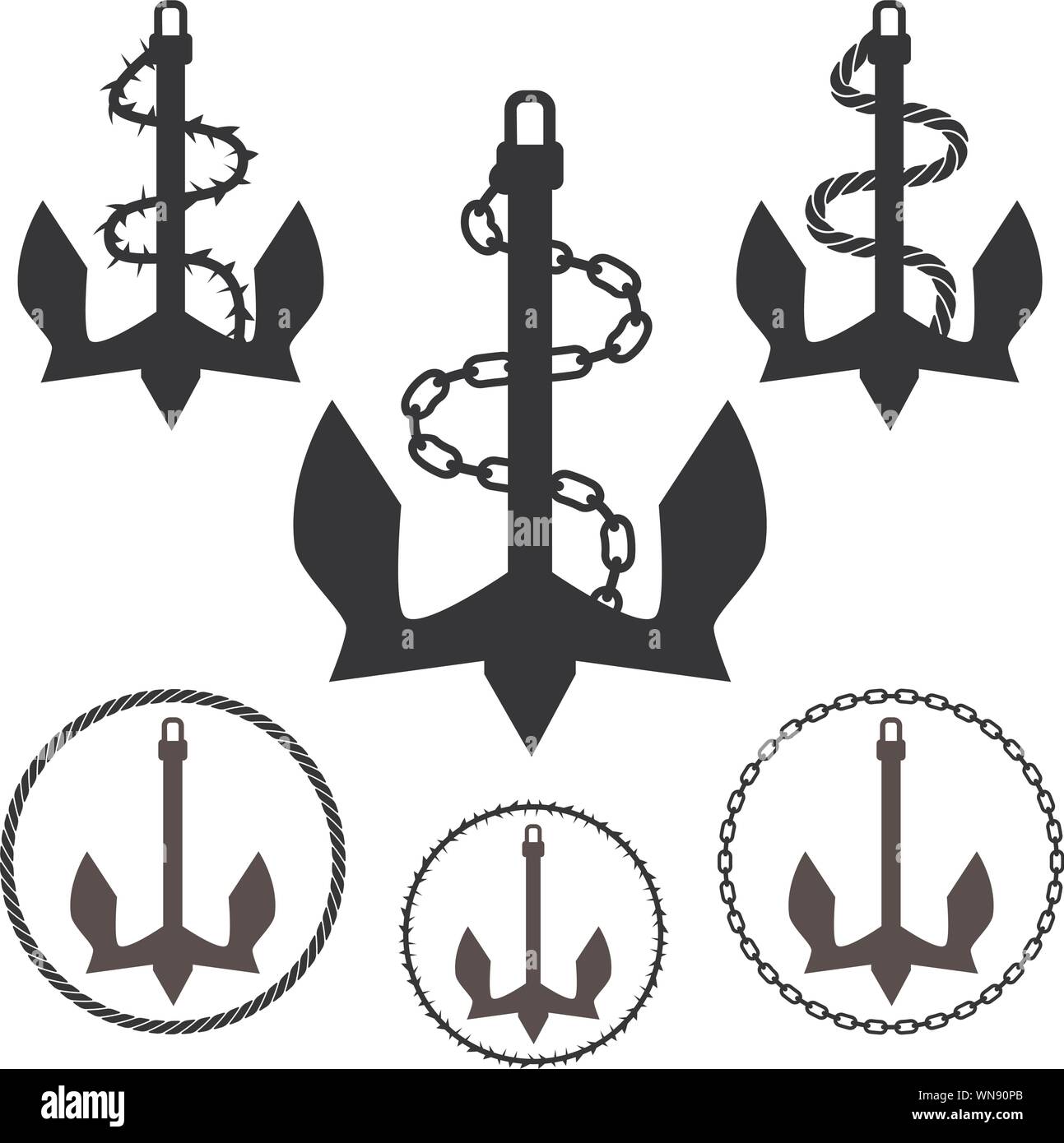 Set of Anchors Stock Vector Image & Art Alamy