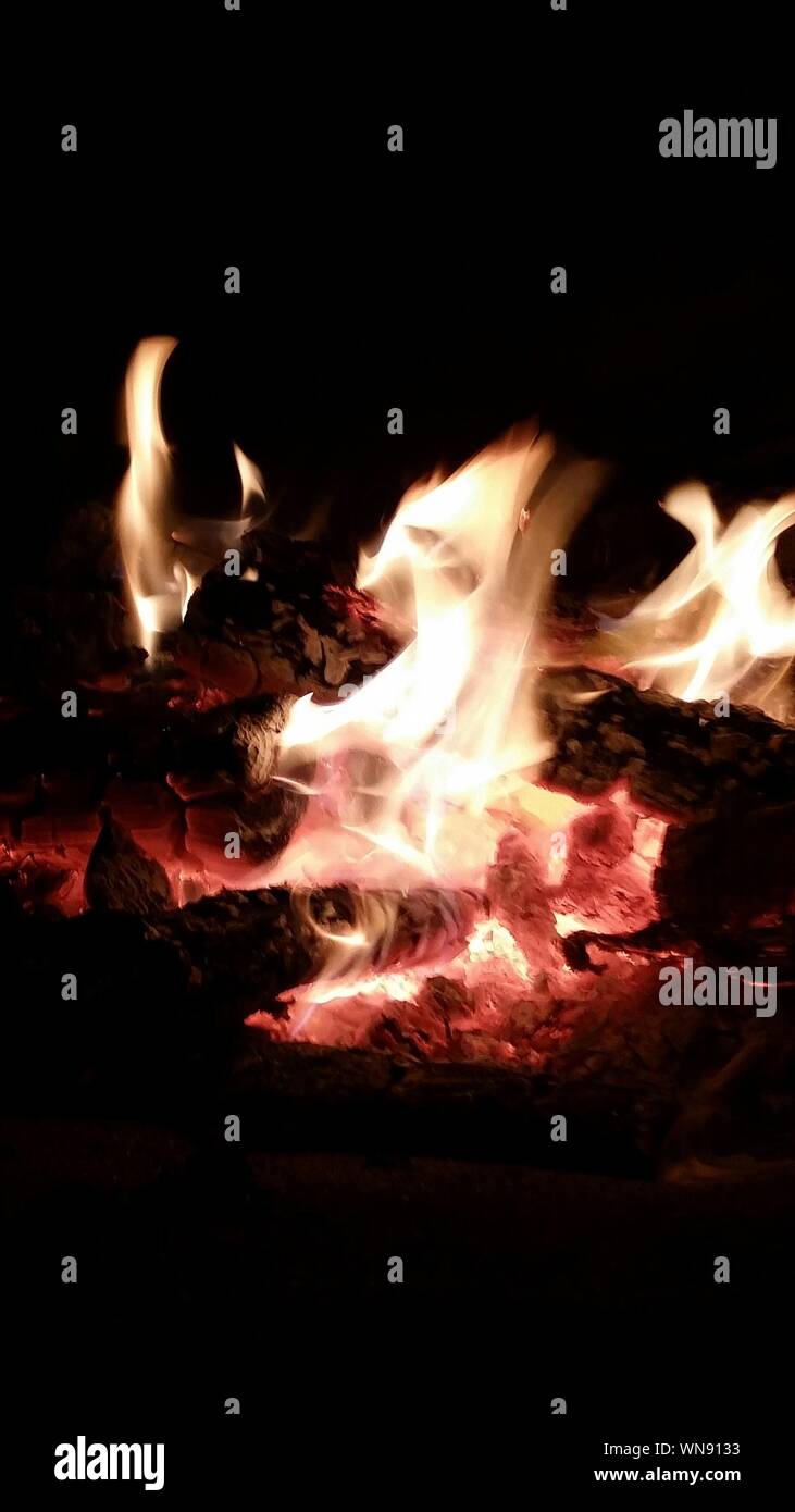 Burning Wood Generate Heat Stock Photo