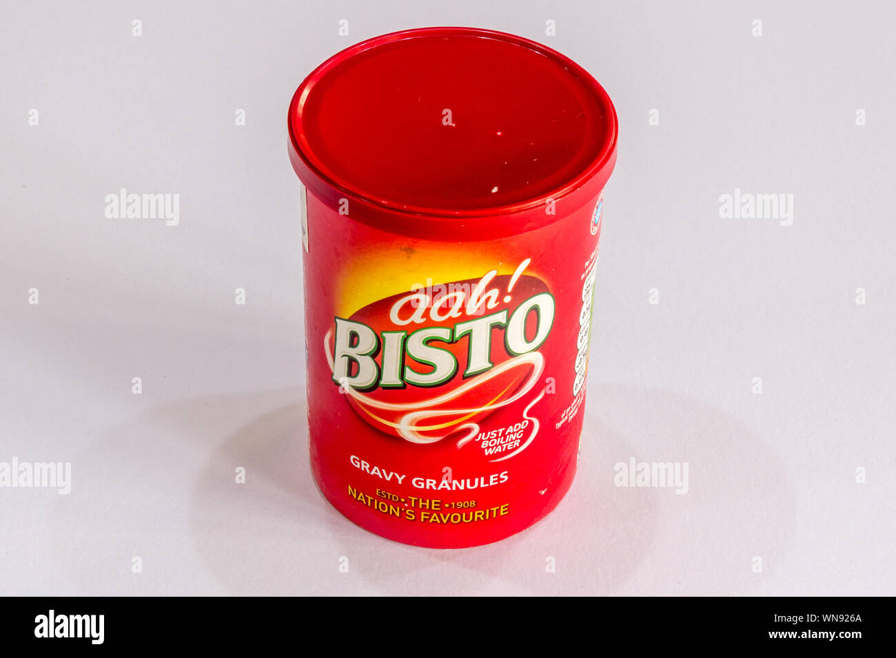 Phuket, Thailand - August 1st 2019: Canister of Bisto gravy granules. The product has been sold since 1908 Stock Photo