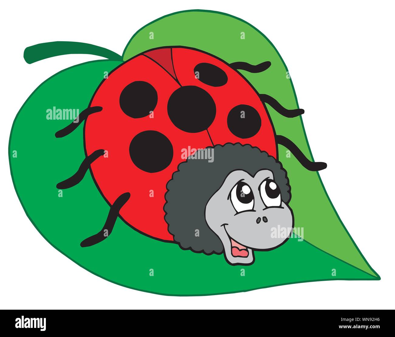 Cute ladybug on leaf vector illustration Stock Vector