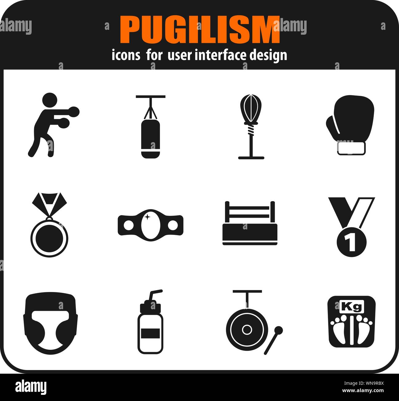 pugilism icon set Stock Vector