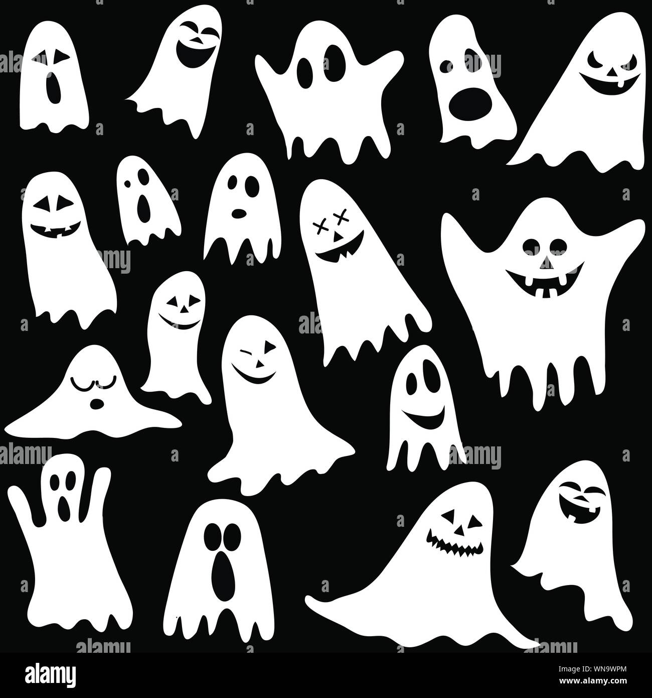 Seamless background with ghosts - vector illustration Stock Vector