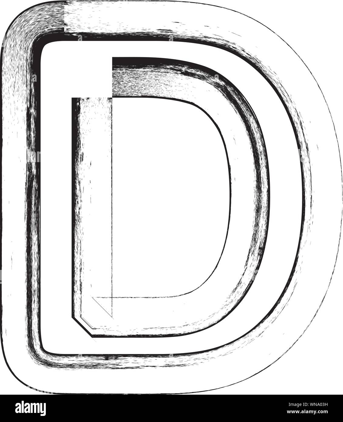 Grunge font. Letter D Stock Vector
