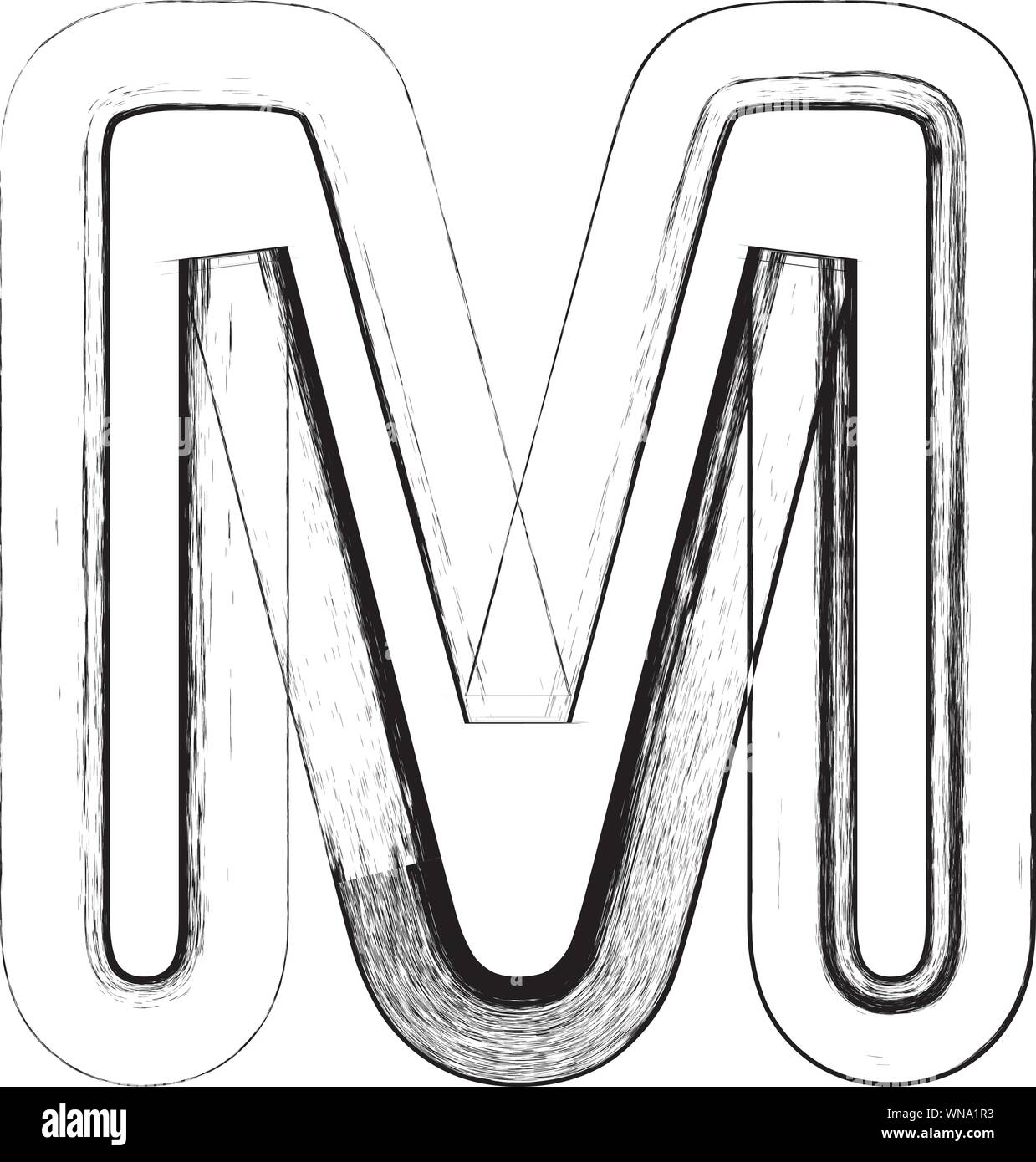 Grunge font. Letter M Stock Vector