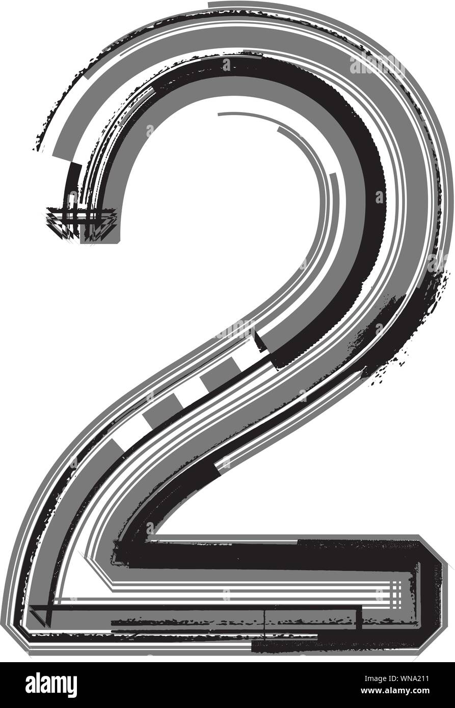 Grunge Font. Number 2 Stock Vector Image & Art - Alamy