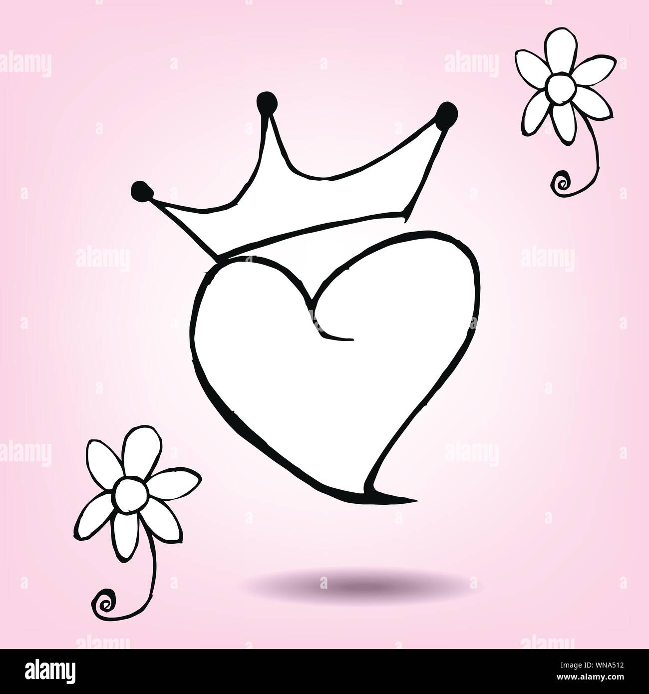 Crown with heart Stock Vector